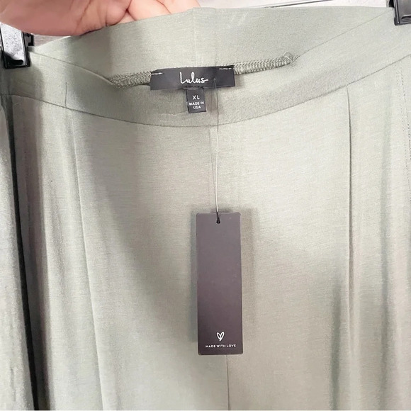 NWT Lulus Knockout Sage Green Wide-Leg Tulip-hem Pants Size XL - Picture 14 of 15